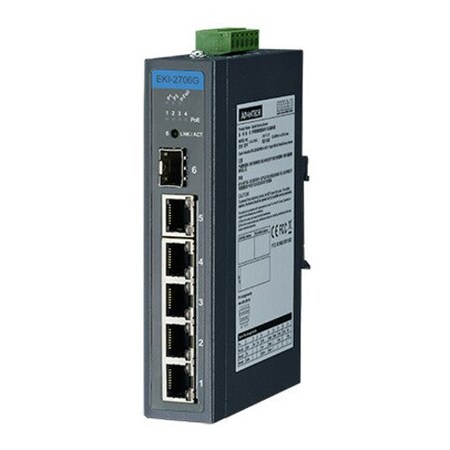 Advantech 5Ge+1G Sfp Unmanaged Ind. Poe Switch W/T, EKI-2706G-1GFPI-AE EKI-2706G-1GFPI-AE